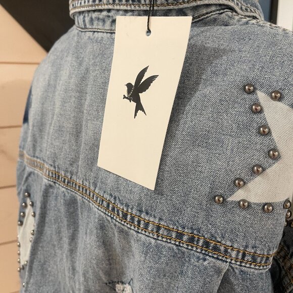 One Teaspoon x Free People Everyday Blue Classic Star Shirt NWT Size XS - Picture 9 of 10